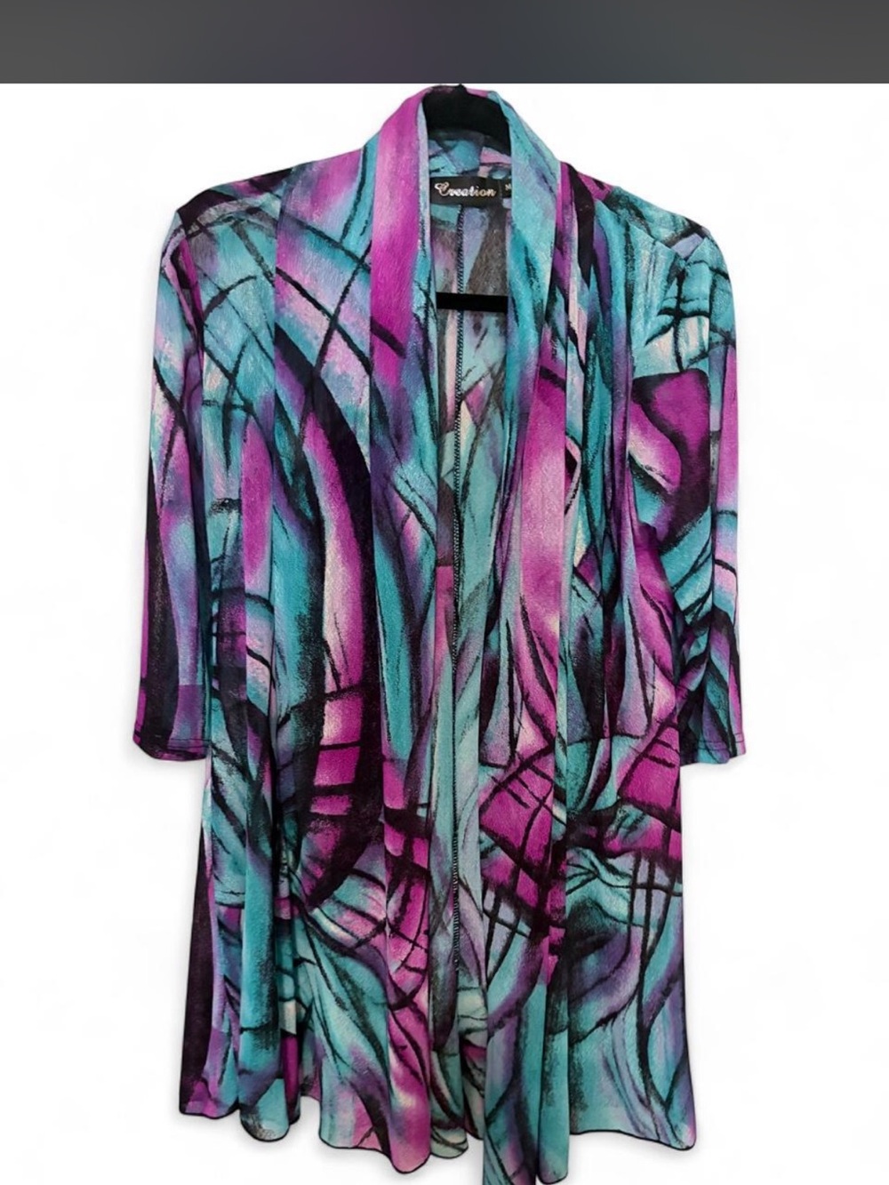 Open-Front Kimono/Cardigan in Teal & Purple